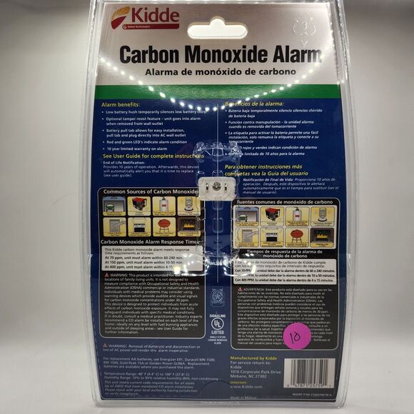 Kidde Carbon Monoxide Alarm, Model KN-COB-DP2, AC Plug-In, Sealed - Picture 2 of 2